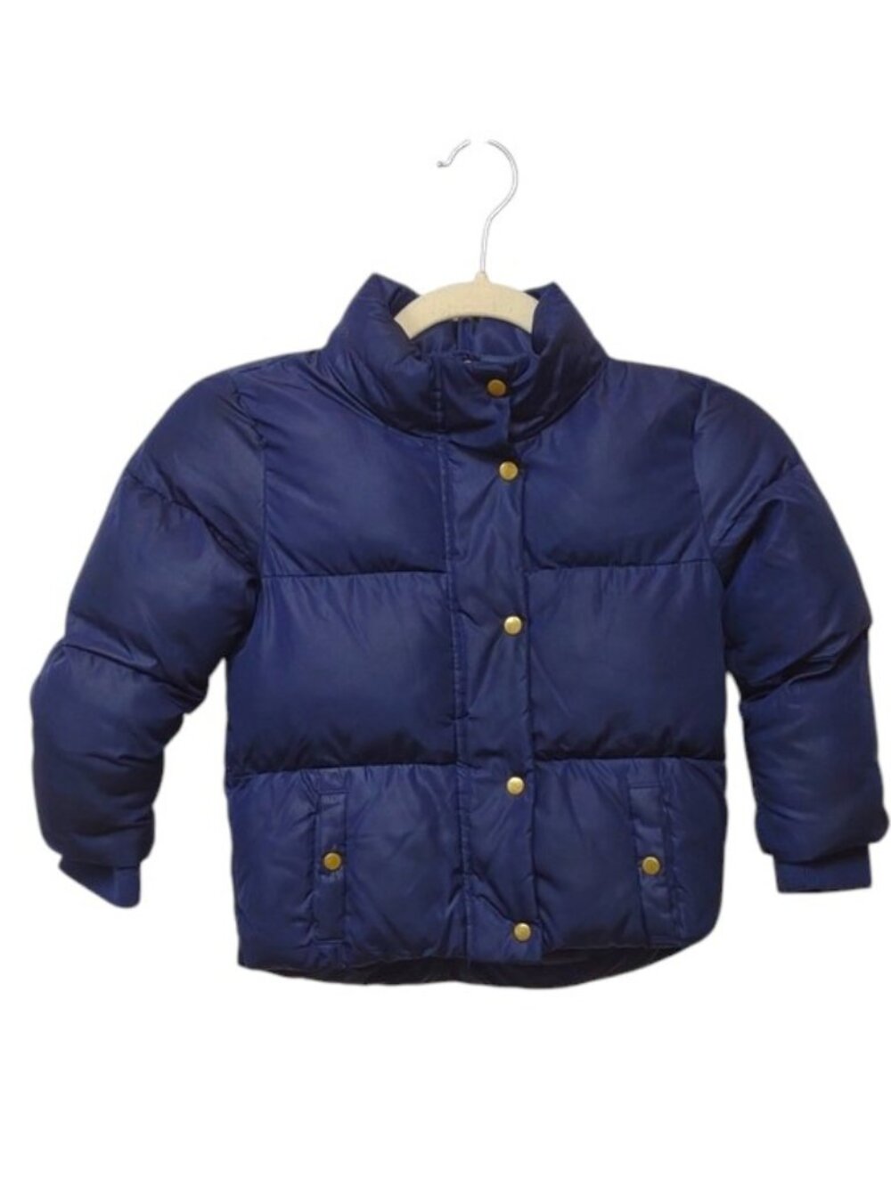 H&M Kids Full Zip Navy Blue Gold Button Snap Detail Front Pockets Puffer Jacket